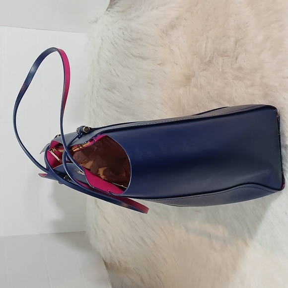 Kate Spade Arbour Hill Elodie Navy Blue Tote with Pink/Fuchsia  Interior - Picture 3 of 9